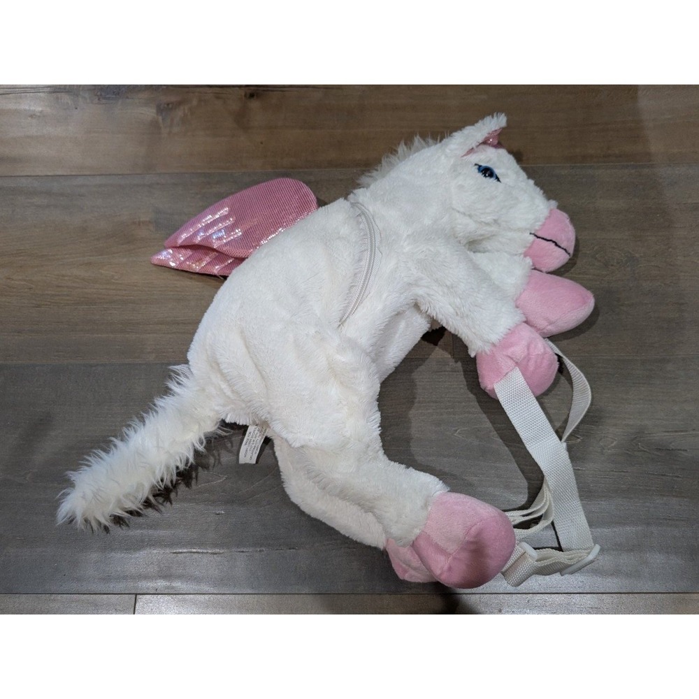 Hobby Lobby White Unicorn Zip Up Purse Plush Glitter Sparkly Stuffed 17"